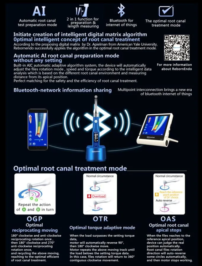 Multifuctional Bluetooth Portable Intelligent Dental Instrument Endo Motor with Apex Locator